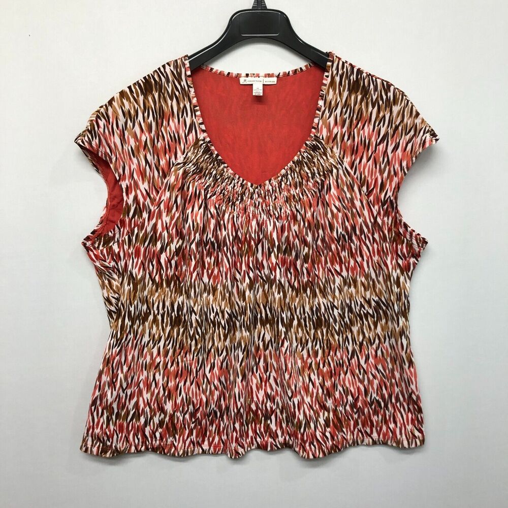 JM Collection Women Short Sleeve Blouse Top Shirt Plus Size 3X Nylon M188 -4